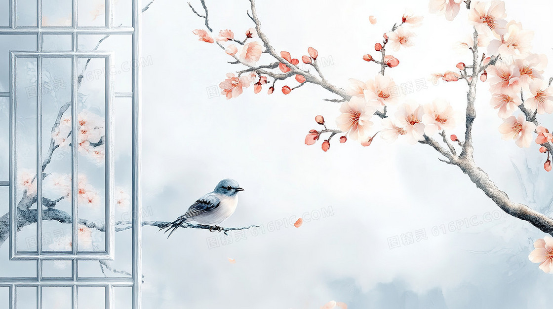 简约中国风花枝背景