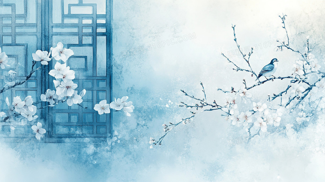 简约中国风花枝背景