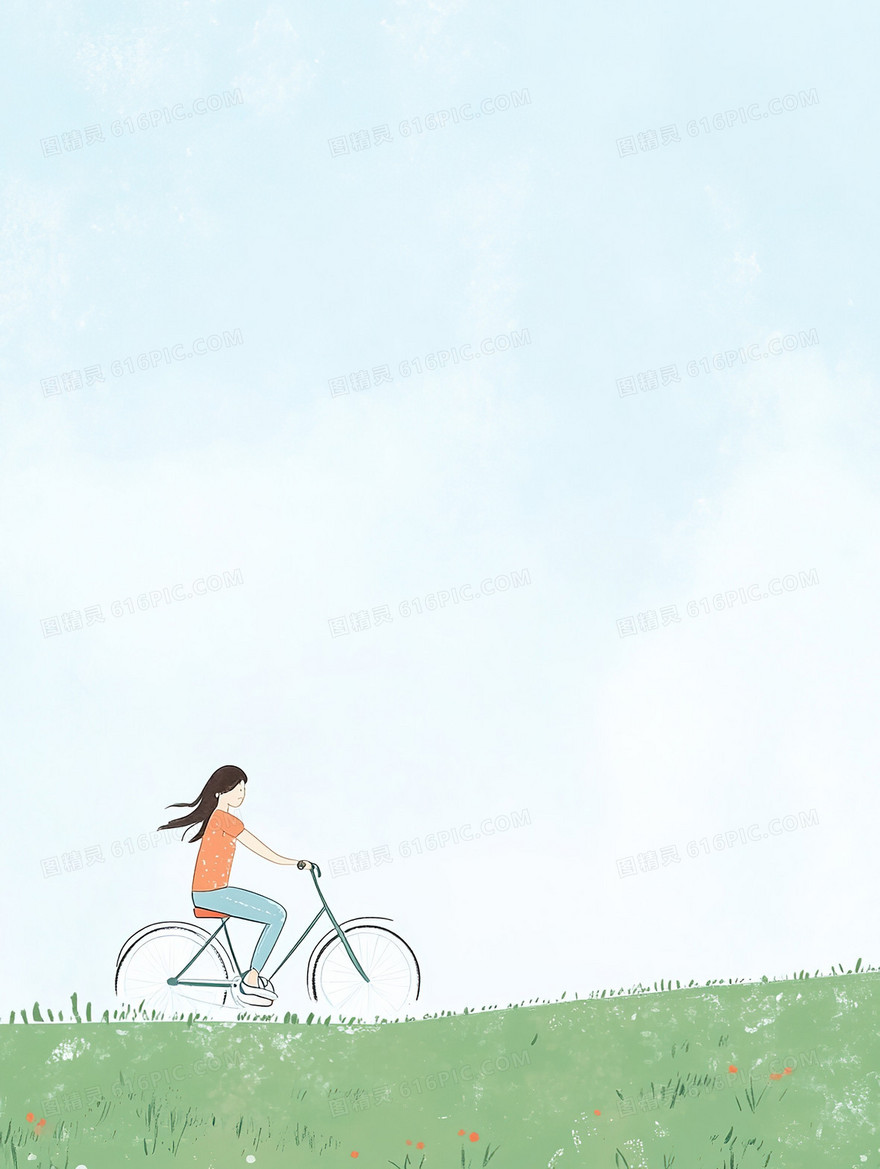 小女孩春日骑车背景