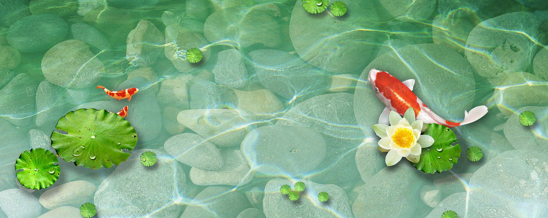 清新夏日湖水荷叶背景banner
