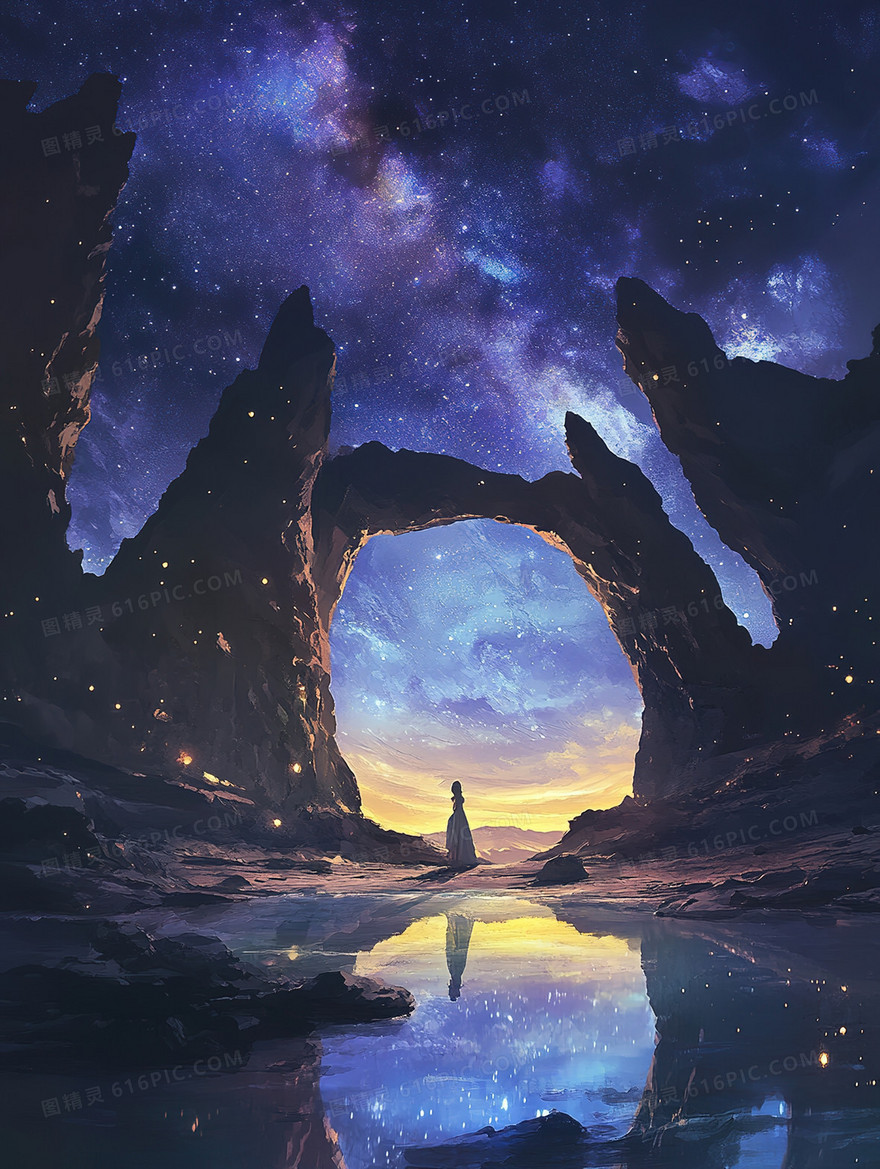 户外山岩夜景背景