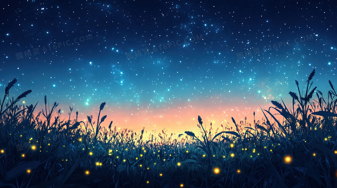 夜晚萤火虫美景背景