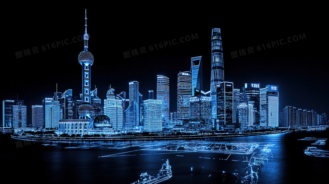 城市光线轮廓夜景背景