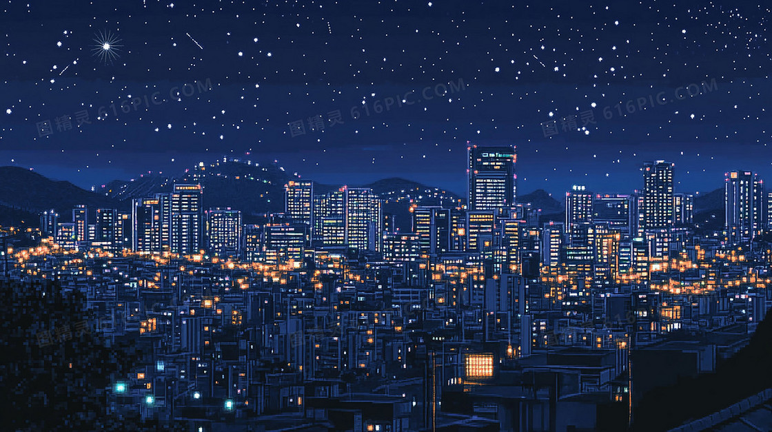 卡通城市夜景背景