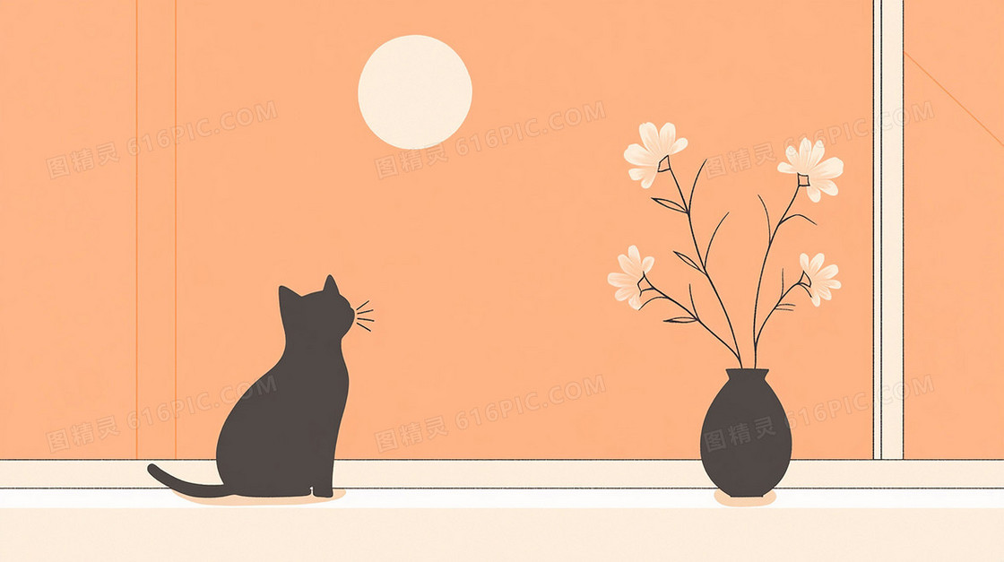 简约卡通猫咪背景