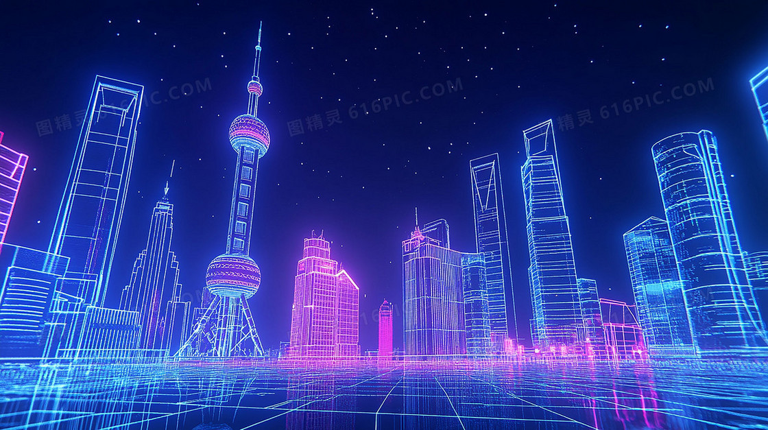 绚丽科技光线夜景背景