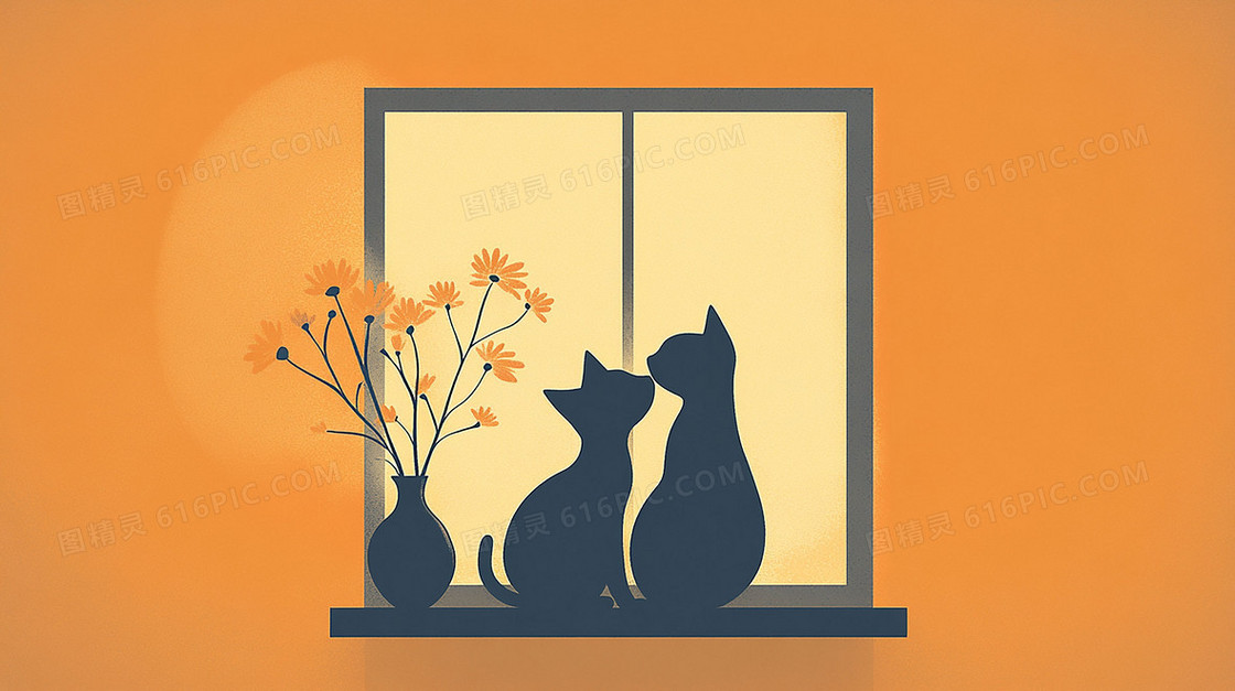 简约卡通猫咪背景