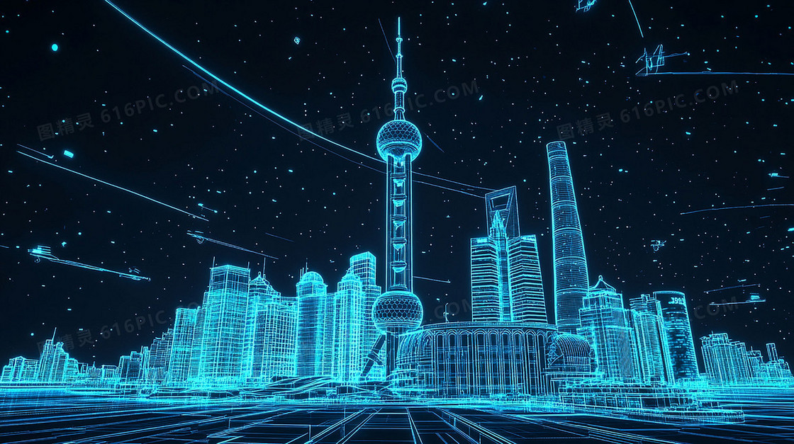 绚丽科技光线城市景背景