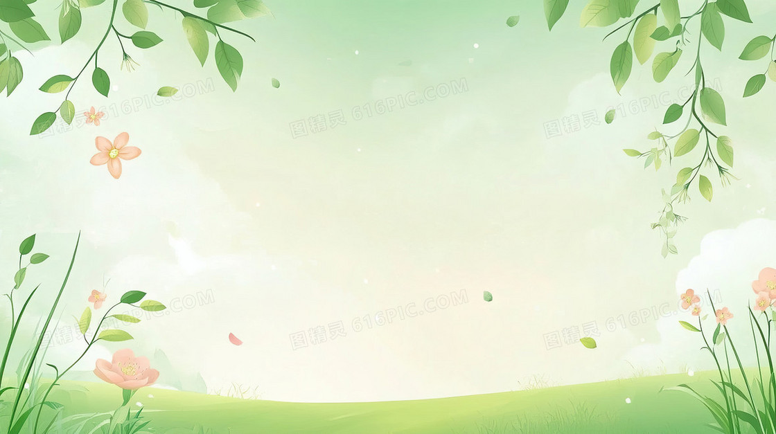 绿色小清新春天小花背景