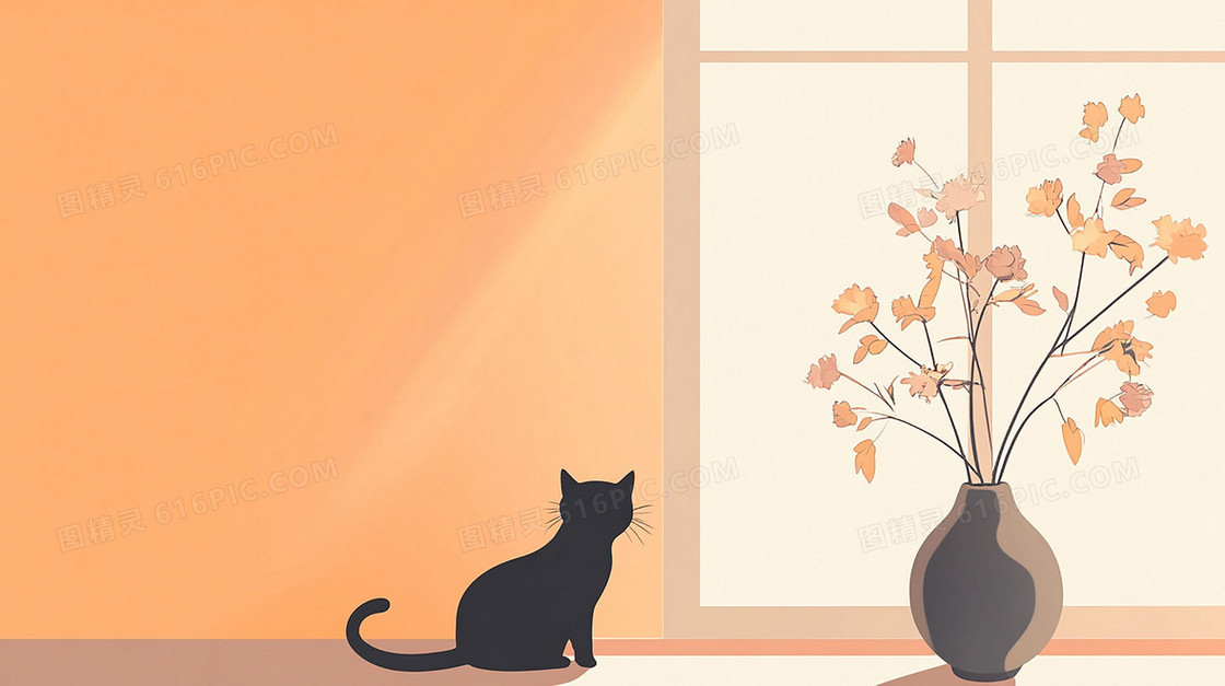简约卡通猫咪背景