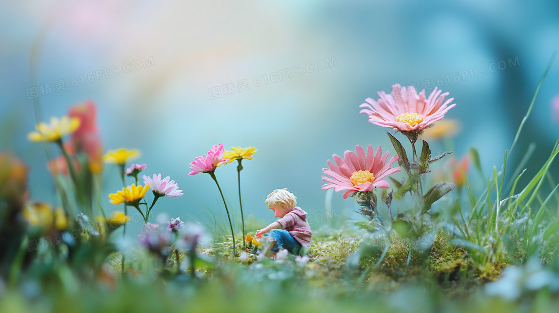 春天小花微缩背景
