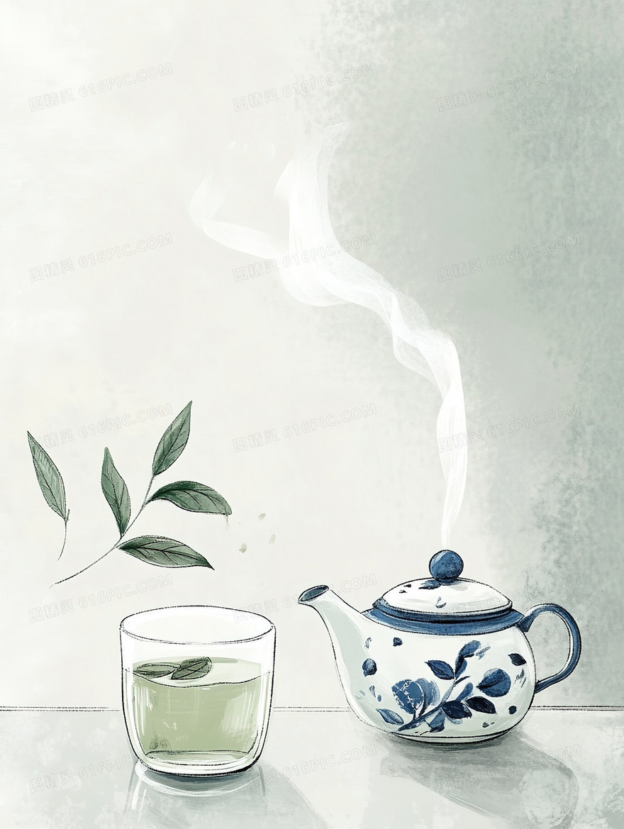 茶香袅袅升腾背景
