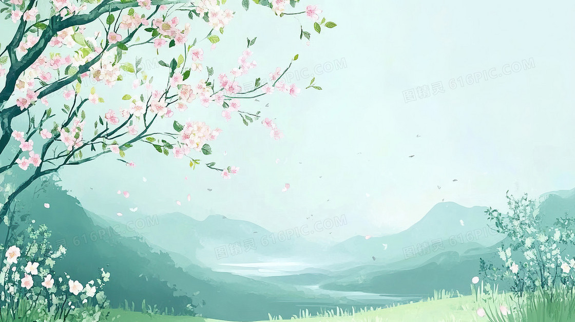 中国风春天风景背景