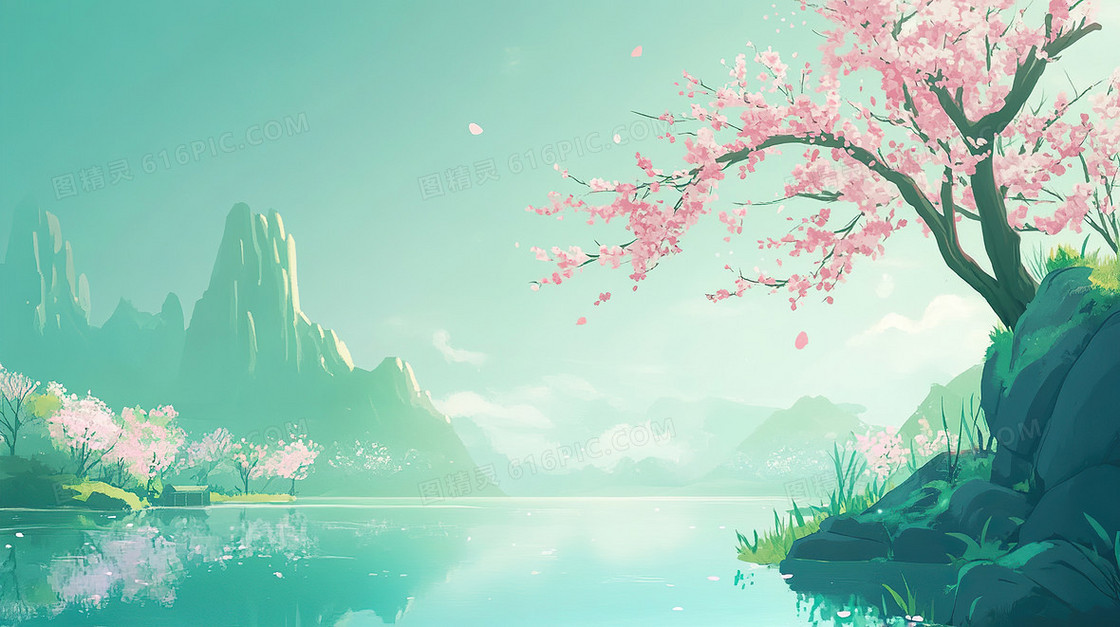 中国风春天风景背景