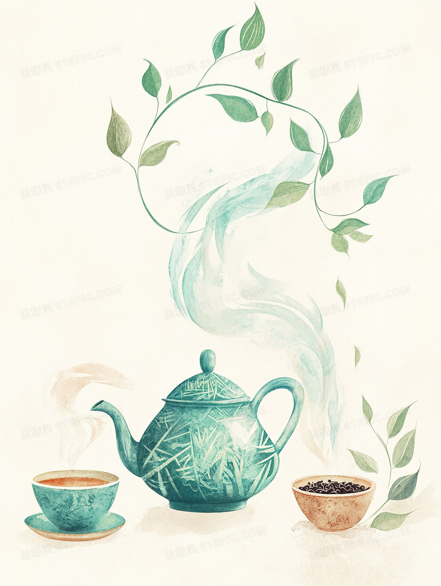 茶香袅袅升腾背景