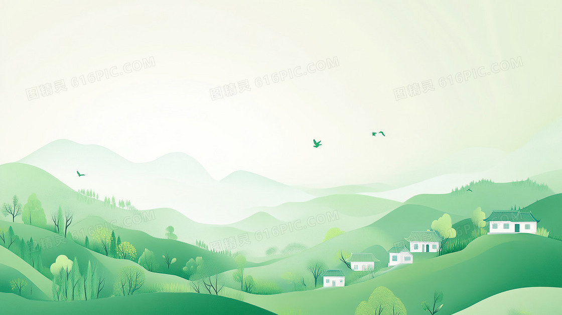 简约卡通村庄背景