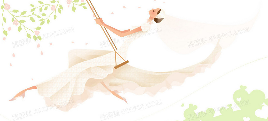 花色浪漫唯美女神卡通背景图