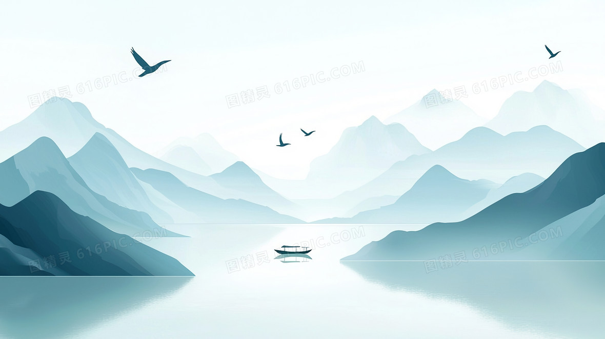 淡雅中国风水墨山水风景画背景背景图片下载_2912x1632像素JPG格式_编号