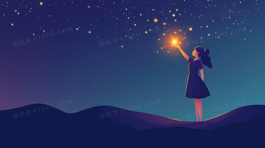 简约卡通女孩背景