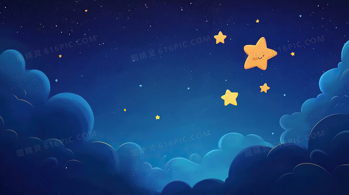 云朵唯美星空星星背景
