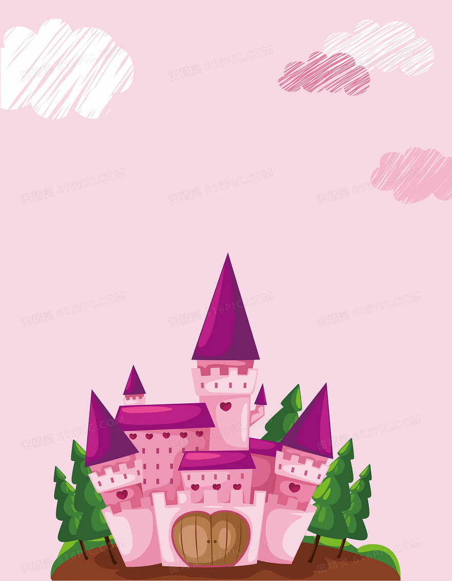 矢量卡通儿童公主城堡背景