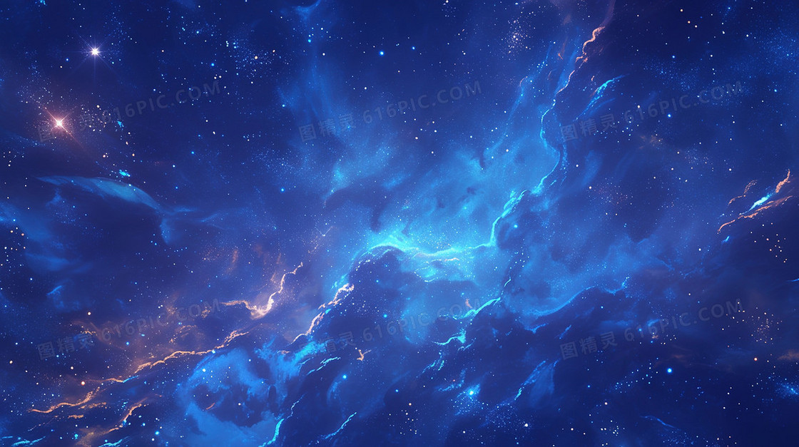 蓝色浩瀚星空星云背景