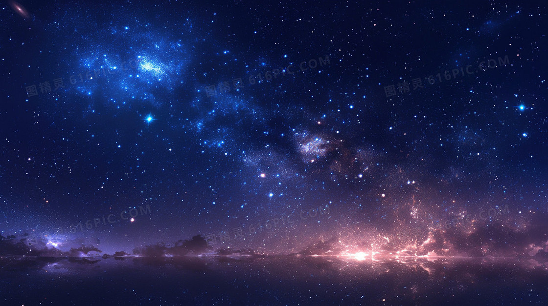 蓝色浩瀚星空星云背景