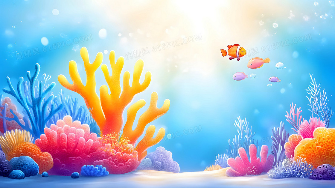 卡通海洋大海海底生物背景图