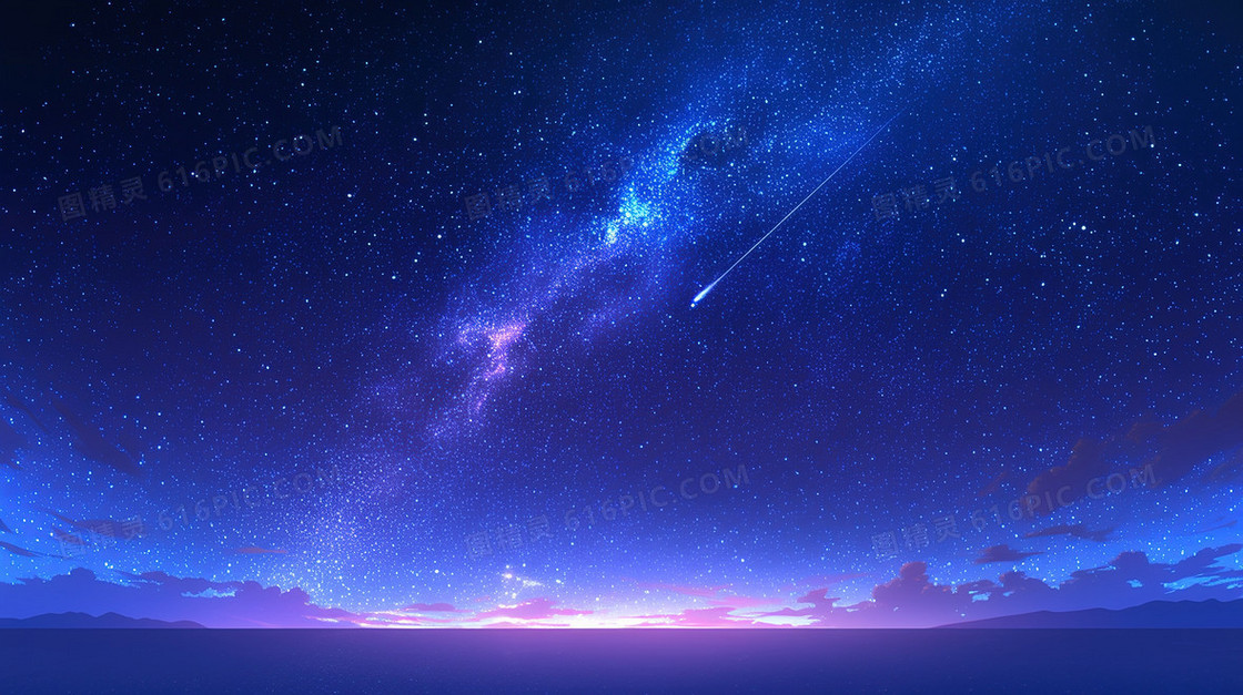 蓝色流星星空夜色背景