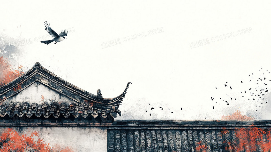 简约中国风屋檐背景