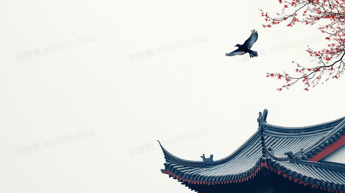 简约中国风屋檐背景
