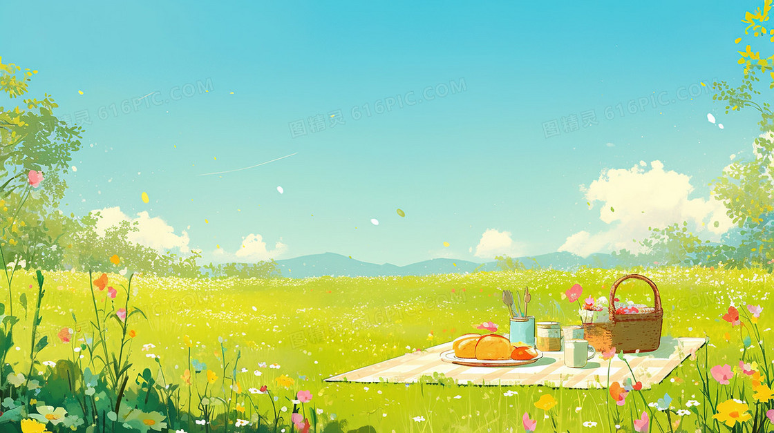春季野餐美食背景