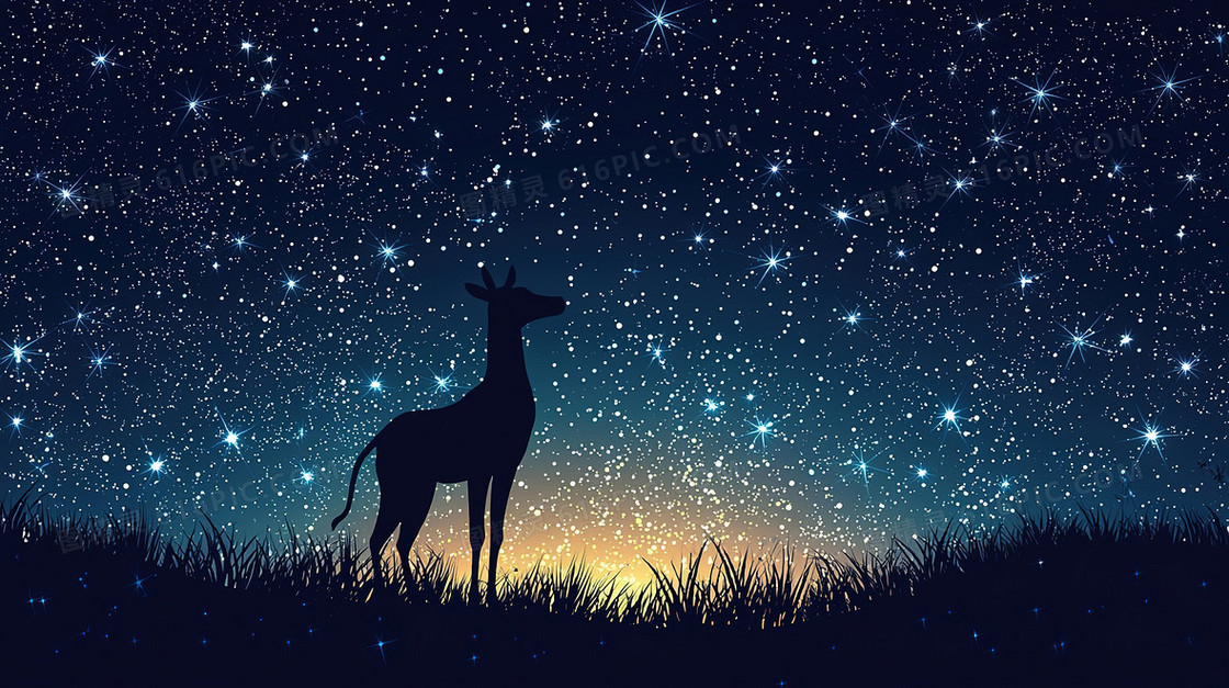 卡通麋鹿星空背景