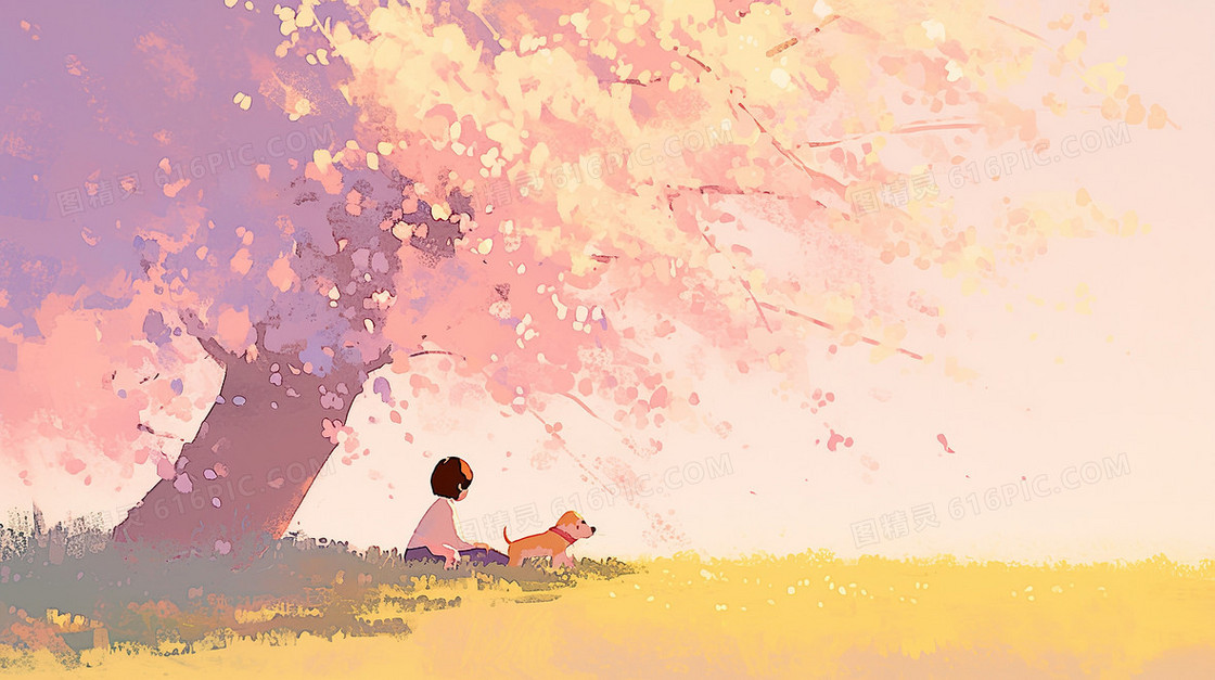 春季郊游的小孩子背景
