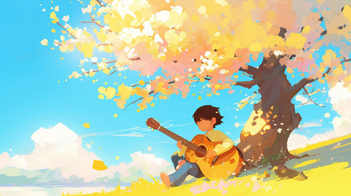 春季田野郊游活动背景
