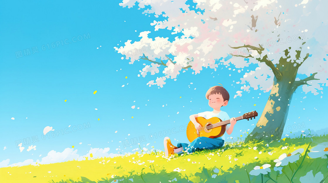 春季田野郊游活动背景