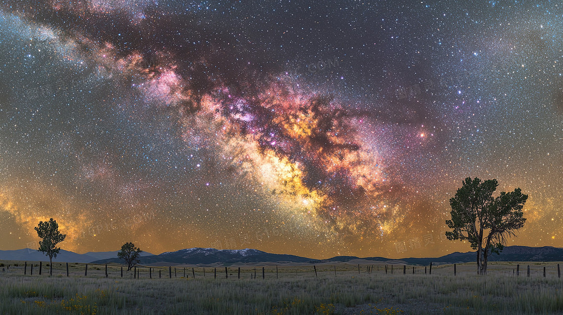 简约清新野外星空背景