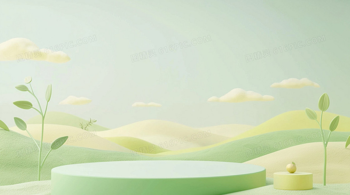 春季植物自然风景展台背景