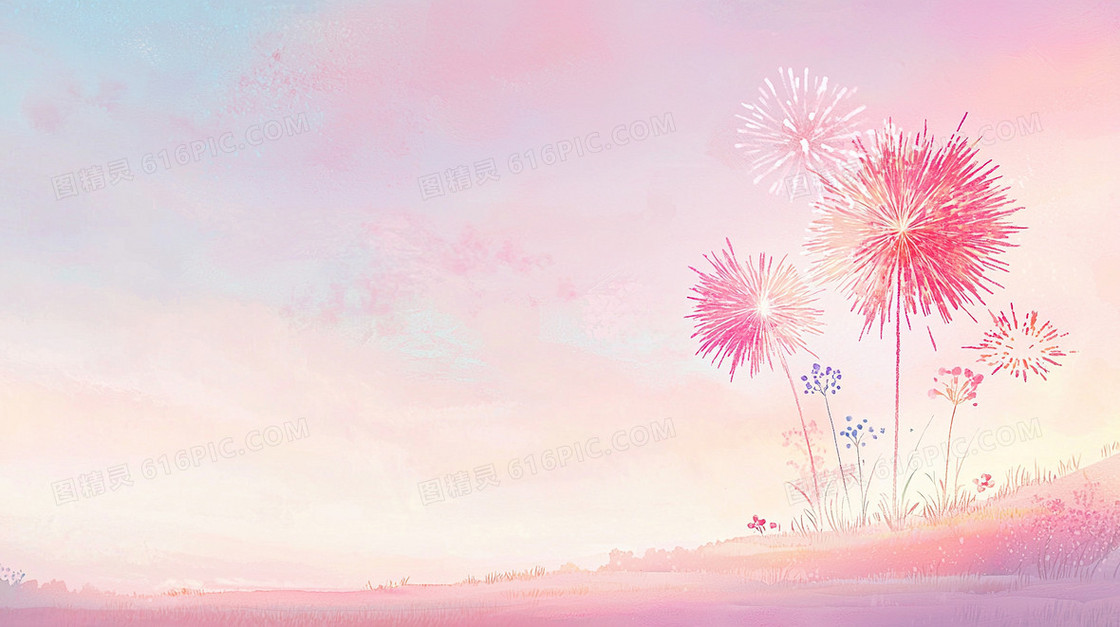 简约彩色烟花背景