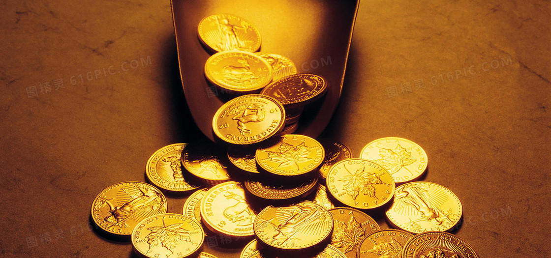 金融财富欧元钱币金币硬币金铲子商业商务背景