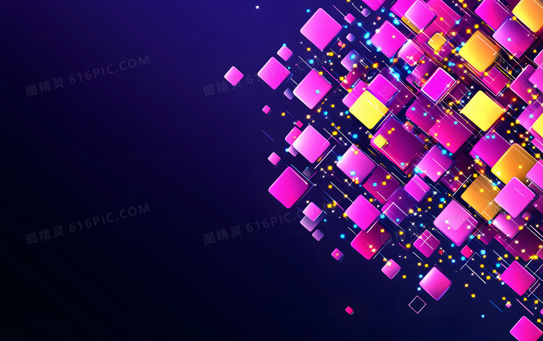科技抽象方块几何图案背景