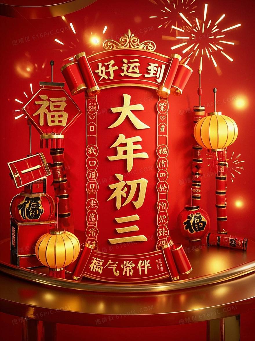 红色背景中间写着金色字体