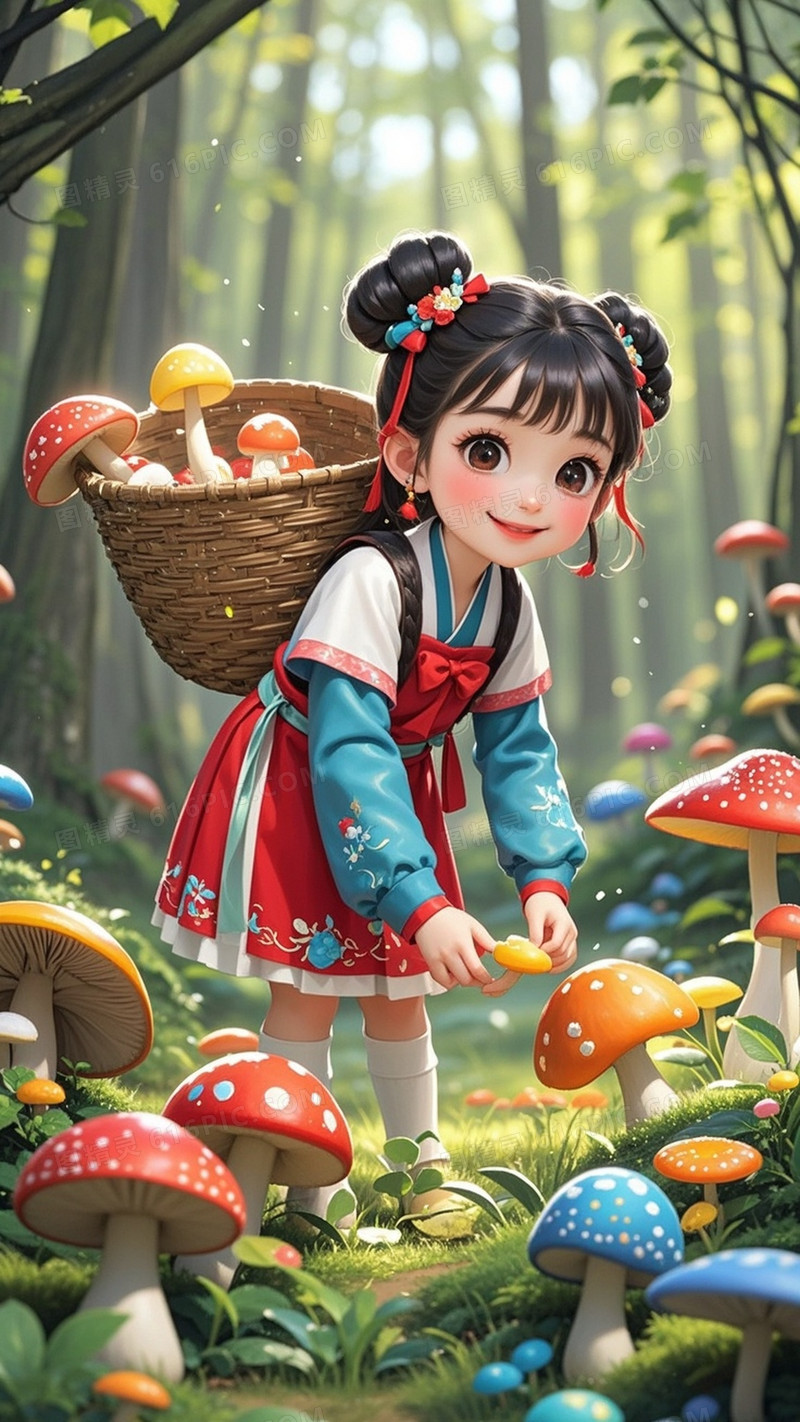 Q版穿着汉服大眼睛扎两小辫