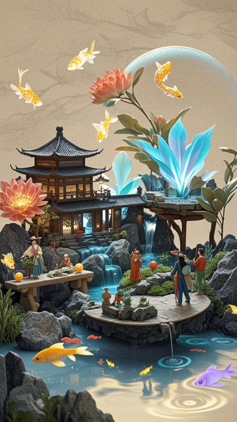 微景观流体水墨微观世界