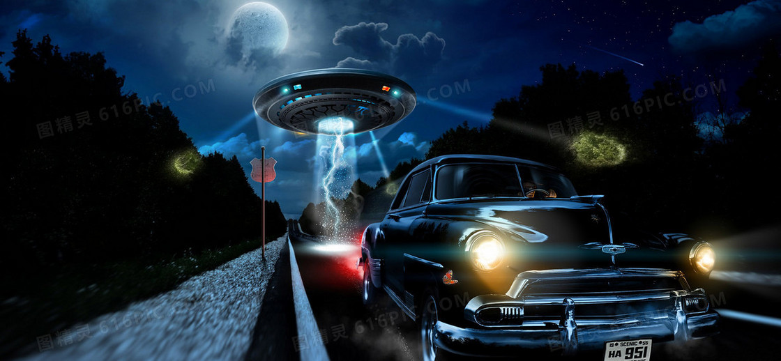 UFO绘画海报背景