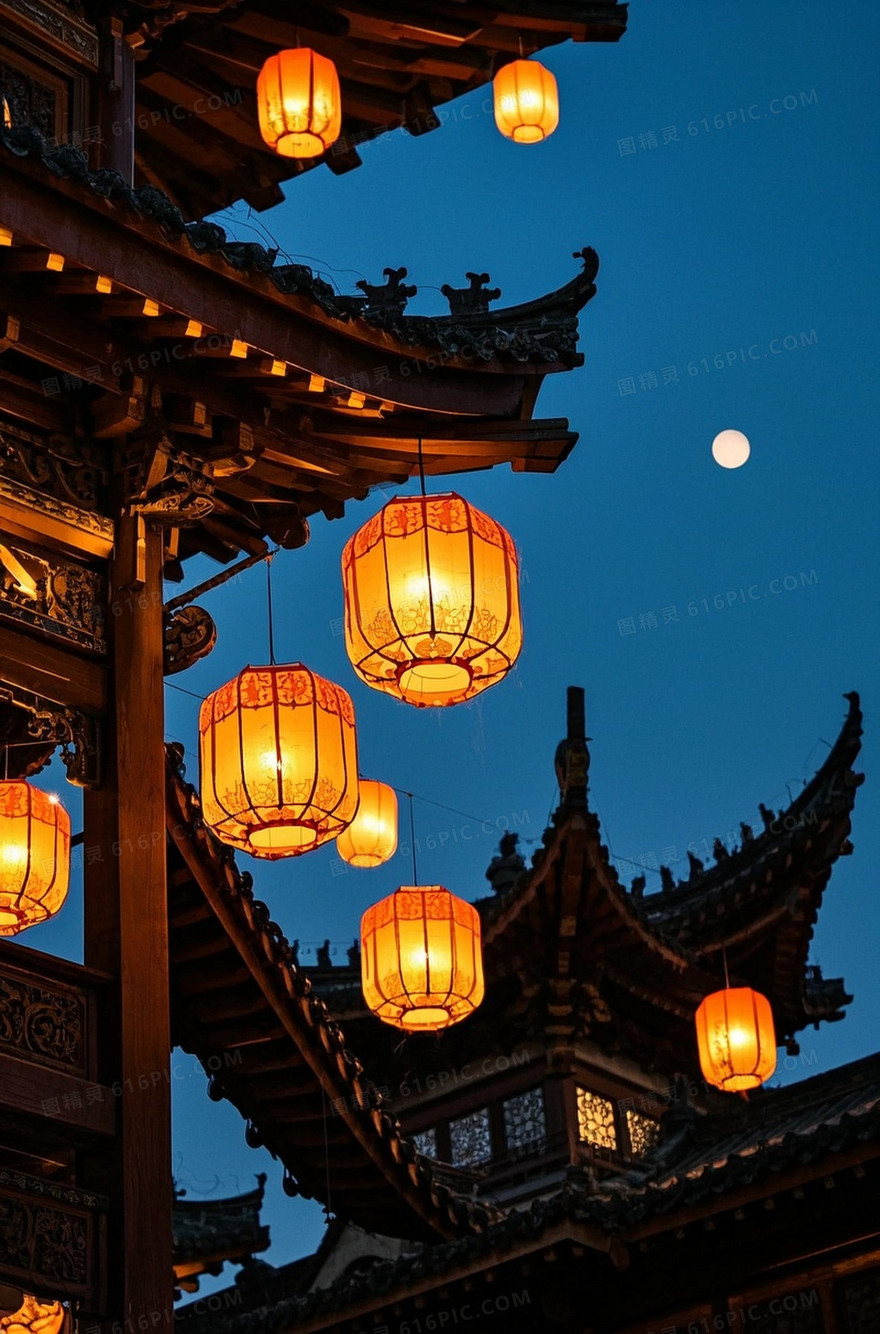 建筑建筑外轮廓变成花灯