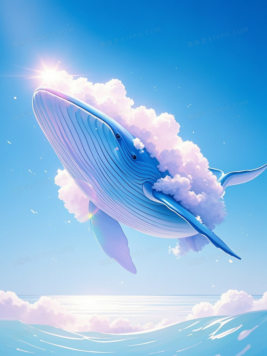 梦幻治愈梦境意识流一只巨大的云朵鲸鱼