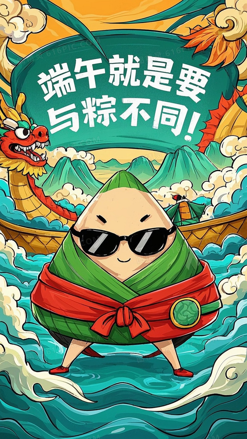 潮流漫画风格传统节日主题