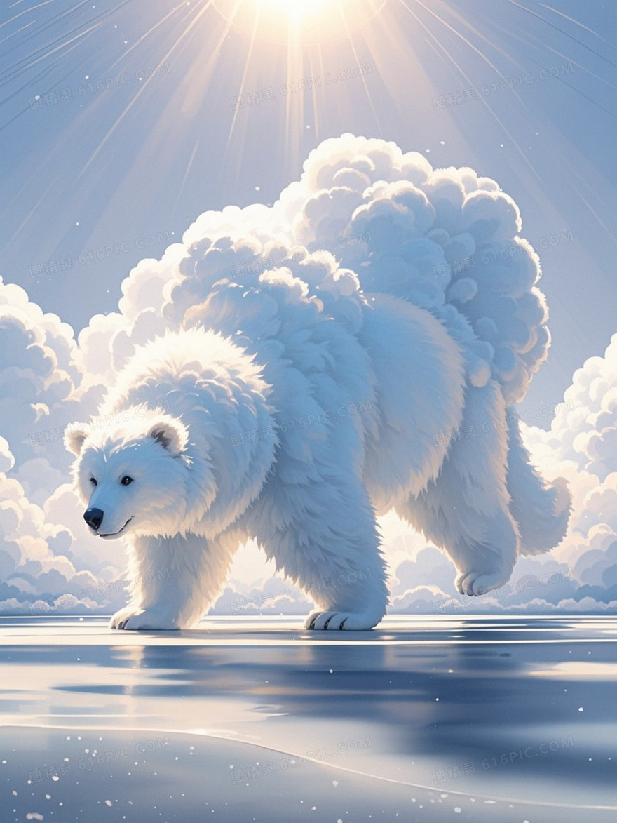 梦幻治愈梦境意识流一只巨大的云朵熊