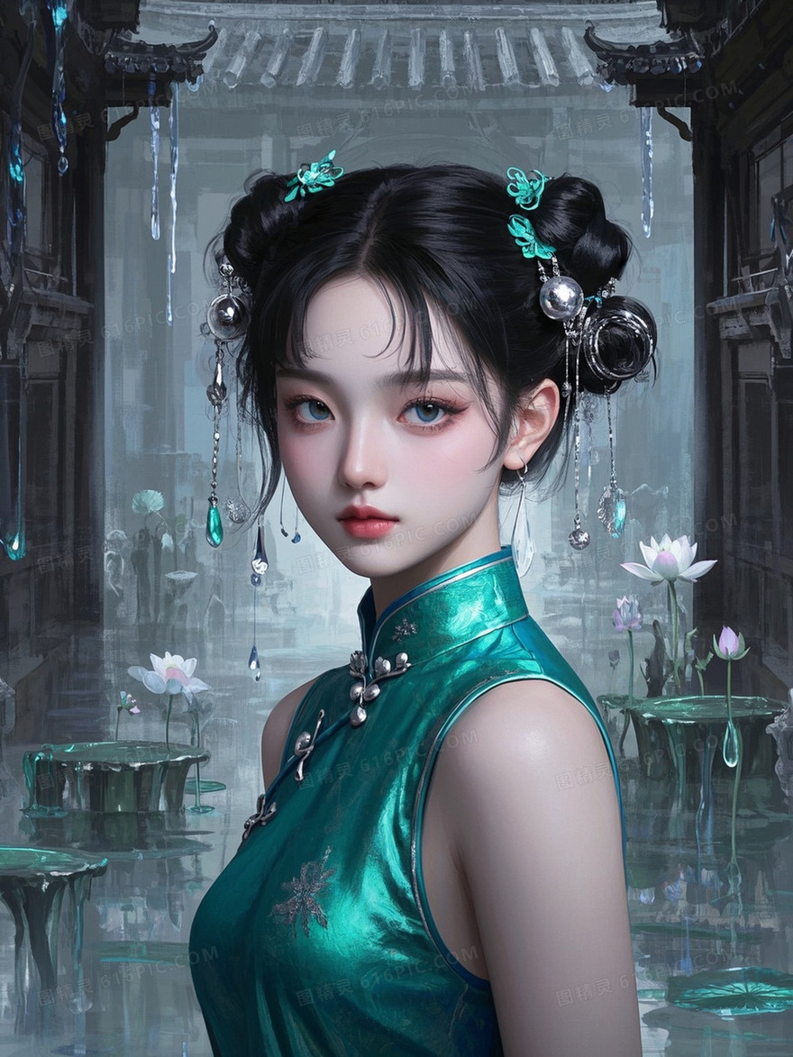 超现实人像绘画风格中式美学主题